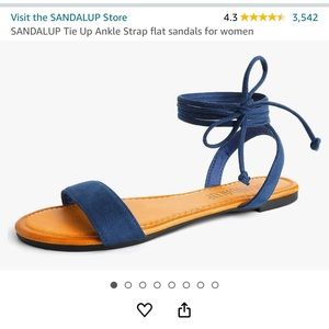 Navy blue ankle strap flat sandals - NWOT